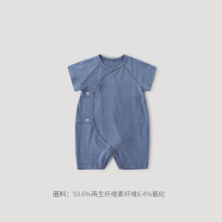 巴厘小猪 新生儿婴儿衣服夏季薄款睡衣和尚服男宝宝连体衣女宝哈衣 尼加拉蓝 59cm