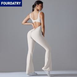 FOURDATRY 新款纯色美背提臀长款修身阔腿连体衣运动跑步