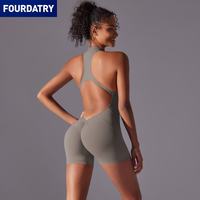 FOURDATRY 新款纯色高强度裸感紧身运动美背连体衣瑜伽服
