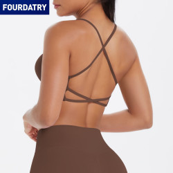 FOURDATRY 欧美细带交叉美背瑜伽运动内衣大露背透气健身