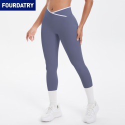 FOURDATRY 新款撞色交叉紧身磨毛高弹瑜伽服套装跑步健身