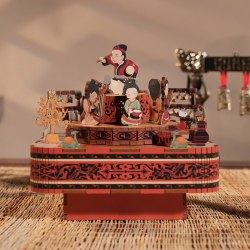 中国国家博物馆 汉宫乐八音盒手工积木木质音乐盒圣诞节女