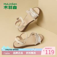 木林森 女鞋休闲凉鞋 夏季轻便一字带凉鞋时尚优雅通勤女士百搭软底单鞋