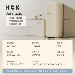哈士奇 复古冰箱全冷冻冰柜家用客厅风冷大单门奶油风立式冷柜