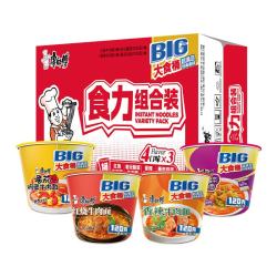 康师傅 BIG大食桶 方便面组合装 3口味 12桶（红烧牛肉面6桶+酸菜牛肉面3桶+香辣牛肉面3桶）