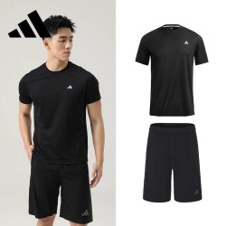 adidas 运动生活 KC+短裤 男款速干运动套装 KC3741+BWS26B2P-BKGR
