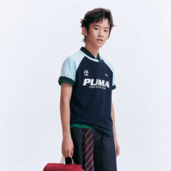 PUMA 童装2026夏季新款儿童短袖T恤拼接 蓝色调00388    130