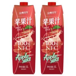 京典光年 100%鲜榨苹果汁 NFC苹果汁饮料 果汁饮料 0添加剂 100%苹果汁1L*2瓶