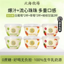 北海牧场 酸奶宝石碗 140g*6杯 草莓流心爆珠青提酸奶