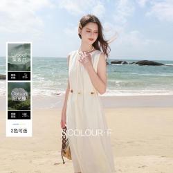 三彩 【莱赛尔法式】背心连衣裙 圆领宽松
