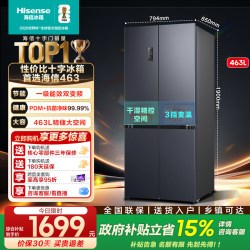 海信 BCD-463WMK1DPJ 风冷十字门冰箱 463L 灰色