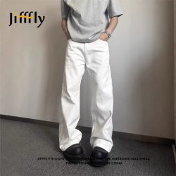 jifffly 男士直筒宽松牛仔裤