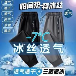 战狼世家 男士冰丝夏季休闲裤 速干宽松空调运动薄款长裤