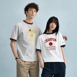 Champion 春夏男女同款圆领撞色字母印花T恤
