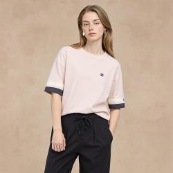 Champion 冠军品牌 女士T恤 拼接撞色纯棉宽松圆领运动短袖上衣
