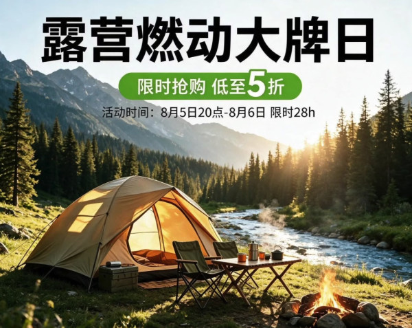 京东露营燃动大牌日 限时抢购低至5折