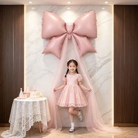 寻年味 韩系粉色大蝴蝶结纱幔生日布置女孩10周岁气球背景氛围感派对装饰