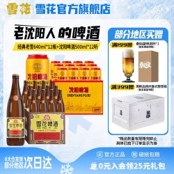 雪花 啤酒 经典沈阳老雪 640ml*12瓶+沈阳啤酒 500ml*12听 组合装