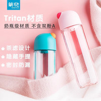 茶花 运动水杯水壶塑料耐高温夏学生儿童家用便携随手杯tritan 青色 410ml