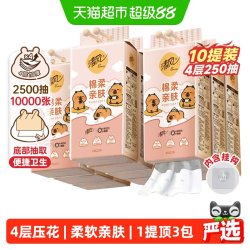 清风 X 卡皮巴拉 亲肤系列 悬挂式抽纸 4层*250抽*10提(170*132mm)