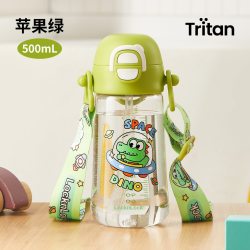 LOCK&LOCK 儿童水杯幼儿园宝宝吸管杯小水壶上学直饮喝水杯子 滑板熊猫 500ml