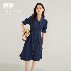 DUIBAI 复古设计感 女士牛仔连衣裙