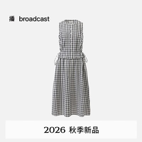 播 26秋新品A字无袖连衣裙泡泡纱格纹裙子BDT8LD3652 K41玄黑格 S