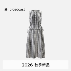 播 26秋新品A字无袖连衣裙泡泡纱格纹裙子BDT8LD3652 K41玄黑格 S