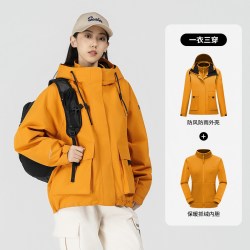 思凯乐 户外冲锋衣三合一女男冬新款可拆卸加厚防水防风登山服外套