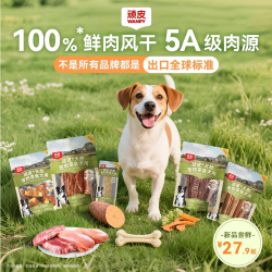 顽皮 狗狗零食100%天然肉干尝鲜营养狗狗磨牙洁齿互动