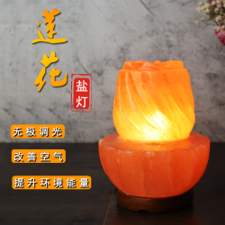 厂家供应喜马拉雅水晶盐灯充电莲花造型床头小夜灯