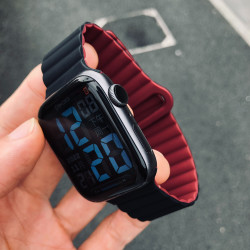 卡客 适用 苹果手表 iwatch 表带 S8 磁吸硅胶软 976 拼色红黑 Ultra S11