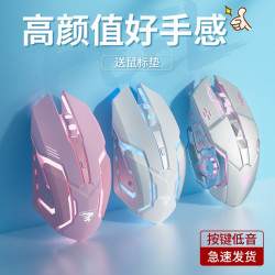 前行者 机械手有线游戏粉色鼠标静音机械电竞办公笔记本电脑