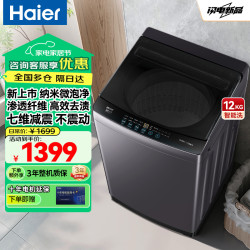 海尔 波轮洗衣机全自动12公斤直驱变频神童大容量一级能效