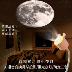 语音声控月球投影星空灯 USB氛围投影台灯