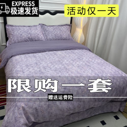 霖 新款四件套 100%床单被套 宿舍学生三件套 双人床上用品