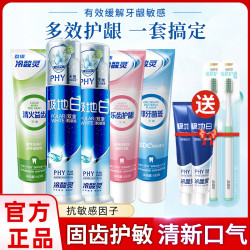 冷酸灵 全家福9支装牙膏不含氟按压式泵氏家庭套装软毛牙刷家庭装-