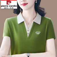 皮尔·卡丹 皮尔卡丹装新款夏季高档妈妈短袖t恤polo衫女装潮流翻领冰丝上衣