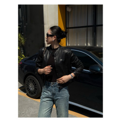 机车风上衣休闲复古百搭皮衣女装修身时尚潮流夹克外套9377