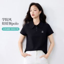 茵曼 学院风正肩运动polo衫女2026年夏季宽松翻领休闲显瘦透气短袖