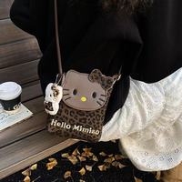 映调 新款豹纹猫咪可爱迷你小包单肩斜挎包韩版洋气手机女童外出斜挎包