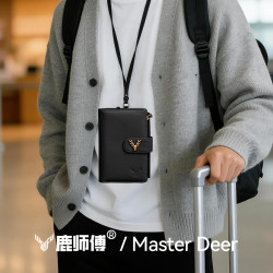 鹿师傅 真皮头层牛皮手拿包卡包护照包证件钱包秋上新多功能包包