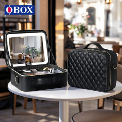 OBOX 全屏镜子带灯化妆包外出随身携带大容量便携出行化妆品收纳包