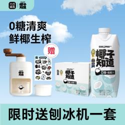 椰子知道 0糖鲜椰汁椰子汁 刨冰机+0糖椰汁330ml*12瓶