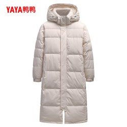 鸭鸭羽绒服 女长款过膝冬季宽松纯色百搭加厚保暖外套