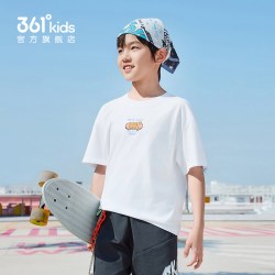 361° 361度童装男童T恤纯棉短袖针织衫运动裤夏季透气儿童女童上衣裤子