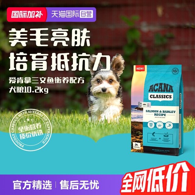 淘金币可用：ACANA 爱肯拿 |爱肯拿三文鱼衡养配方犬粮进口无谷成狗粮10.2kg