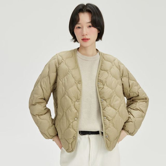 雪中飞 90%鸭绒 美拉德防寒羽绒服女 卡其色 M (160)