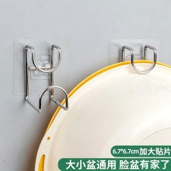 卫生间置物架挂钩免打孔洗脸盆收纳架洗手间用品挂盆神器粘胶通用