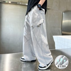 男童工装裤夏季薄款中大童宽松直筒长裤休闲裤子男孩速干户外长裤